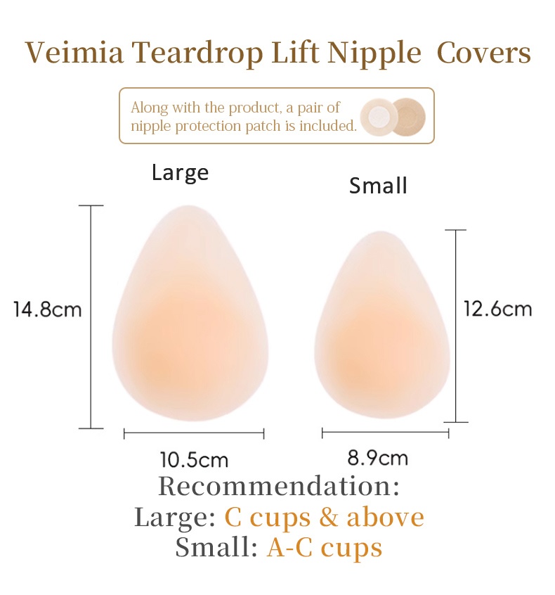 Invisible Nipple Covers Lift Up Breasts In 1S, Ultra-Thin Edge Sticky Bra For Long-Lasting Sweat & Water Resistant Reusable VEIMIA