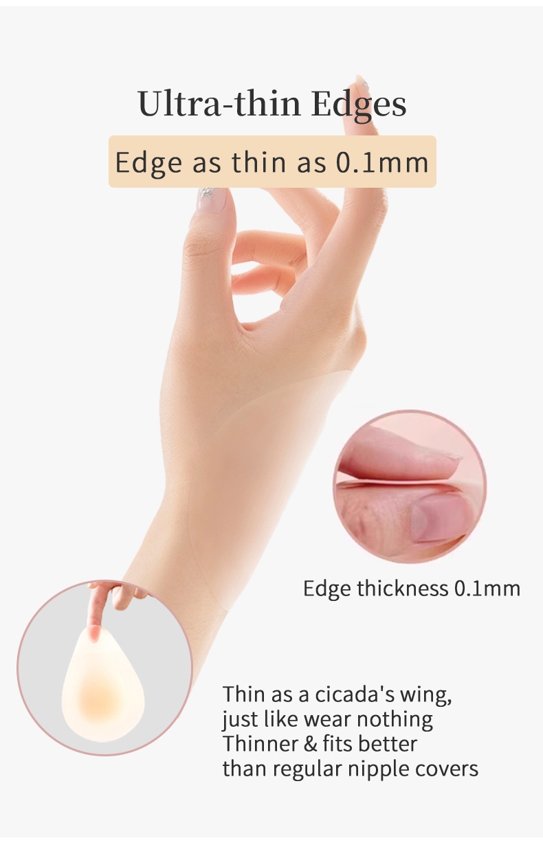 Invisible Nipple Cover Lifts Up Breast In 1S, Ultra-Thin Edge Sticky Bra For Long-Lasting Sweat & Water Resistant Reusable VEIMIA