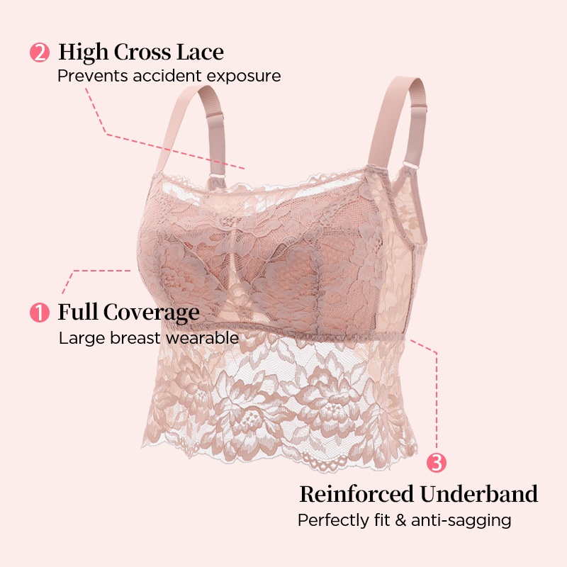 Sexy Butterfly Back Minimizer, Breathable Lace Camisole, Lightweight & No Stuffy Feel VEIMIA