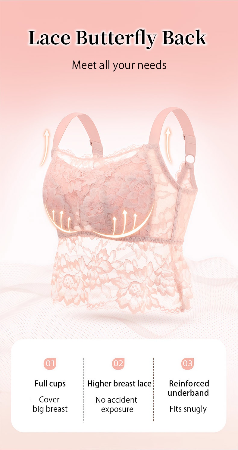 Lightweight-Breathable Minimizer Tank Top, Sexy Butterfly Back Lace, Slimming One-Piece VEIMIA