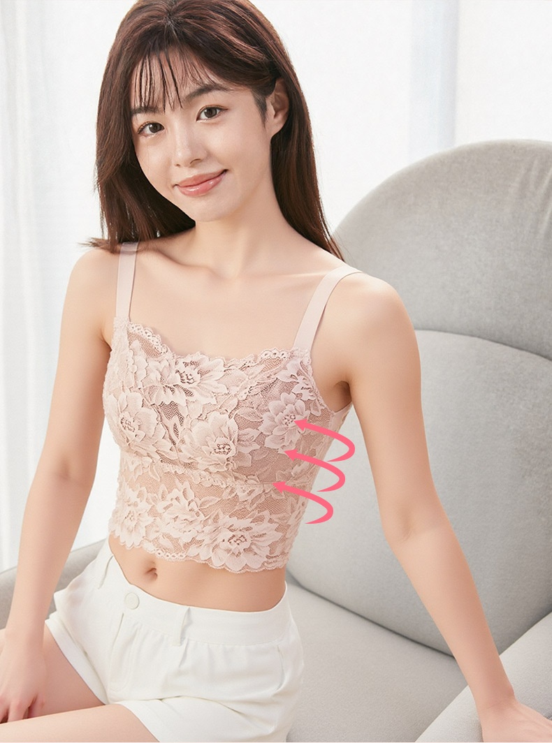 Sexy Butterfly Back Breathable Minimizer, Lace Tank Top with Honeycomb Cup, Not Stuffy VEIMIA