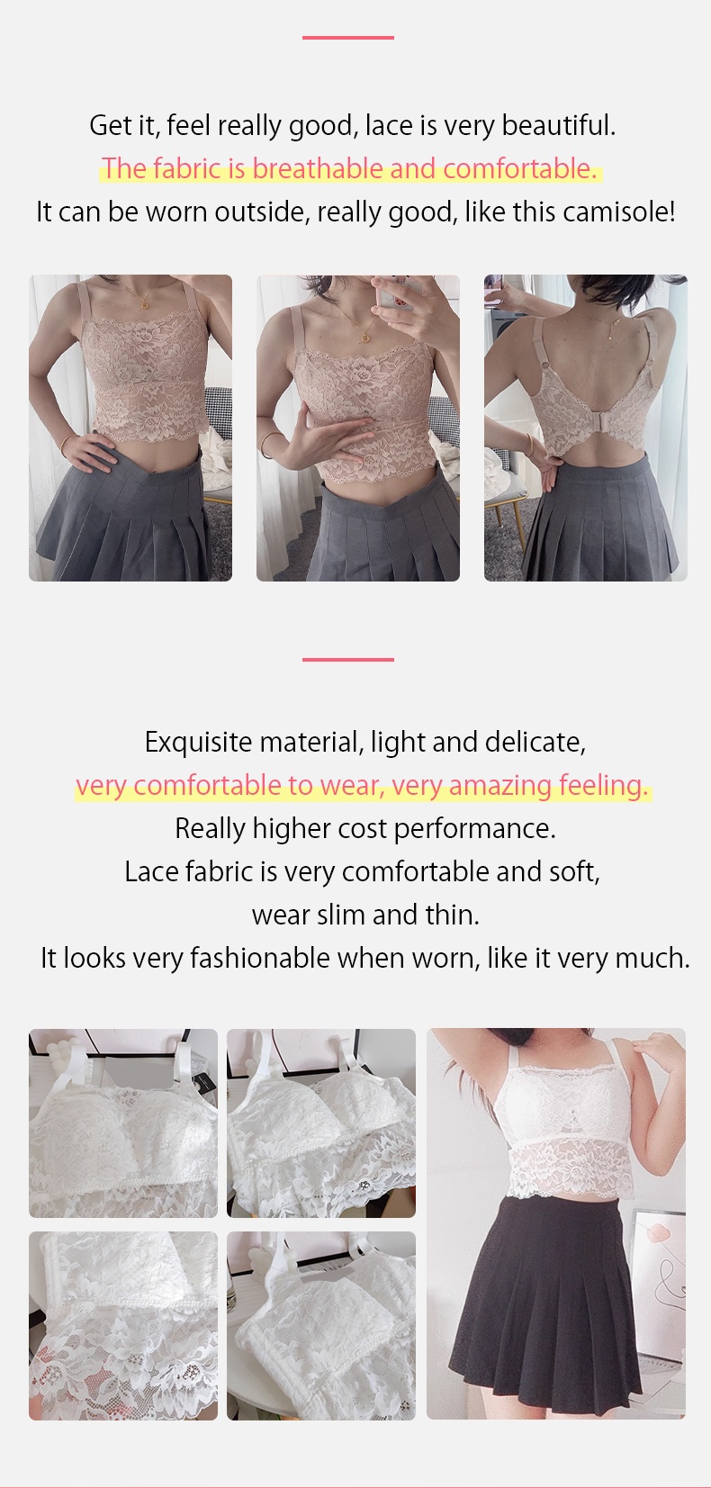 Breathable Minimizer Camisole with Butterfly Back, Lightweight Lace Design, No Stuffy Feel VEIMIA