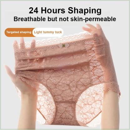 High Waisted Lace Panties Breathable Cotton Crotch Womens Plus Size Brief VEIMIA