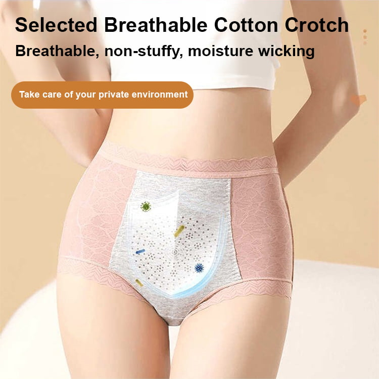High Waist Lace Panties Breathable Cotton Crotch Womens Plus Size Brief Lift Hip VEIMIA