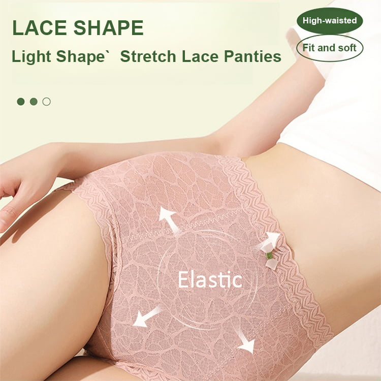 High Waisted Lace Panties Breathable Cotton Crotch Women Brief Lift Hip VEIMIA