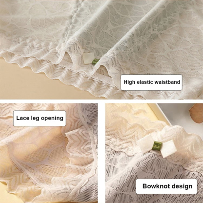 High Waisted Panties Breathable Cotton Crotch Womens Plus Size Lace Brief Lift Hip VEIMIA