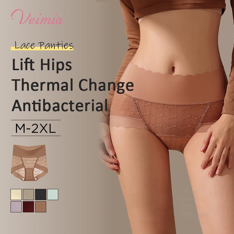 3-7 Pieces Seamless Sexy Lace Panties Comfortable Mulberry Silk Crotch Plus Size Underwear VEIMIA