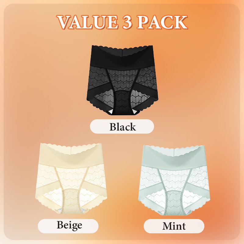 Sexy Lace Panties Comfortable Mulberry Silk Crotch Plus Size Underwear 3-7 Pieces VEIMIA