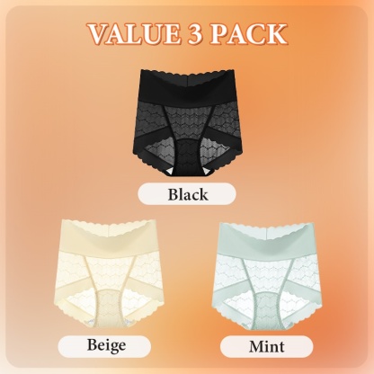 Sexy Lace Panties Comfortable Mulberry Silk Crotch Plus Size Underwear 3-7 Pieces VEIMIA