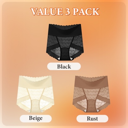 Lace Panties Comfortable Mulberry Silk Crotch Plus Size Underwear 3-7 Pieces VEIMIA