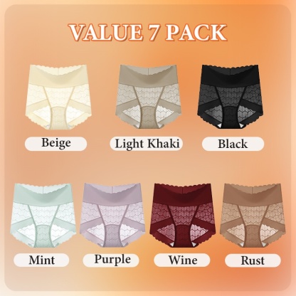7 Pieces Lace Panties Comfortable Mulberry Silk Crotch Plus Size Underwear VEIMIA