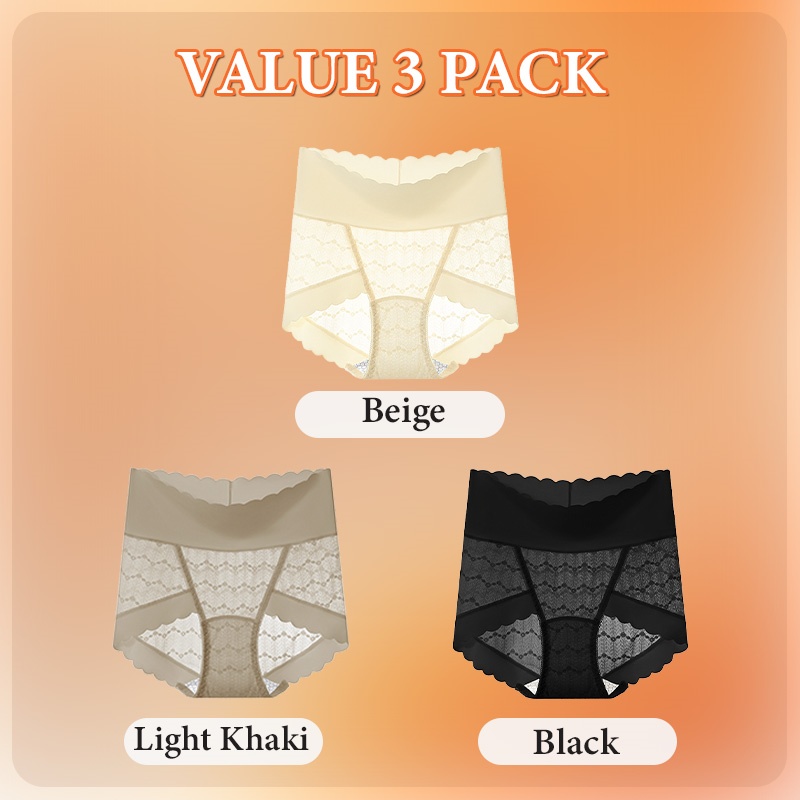 Seamless Sexy Lace Panties Comfortable Mulberry Silk Crotch Plus Size 3-7 Pieces VEIMIA