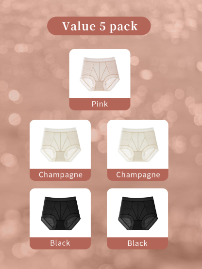 Cooling Technology Panties: High-Waisted Breathable Lace, 7A Silk Crotch Width Buttock VEIMIA​