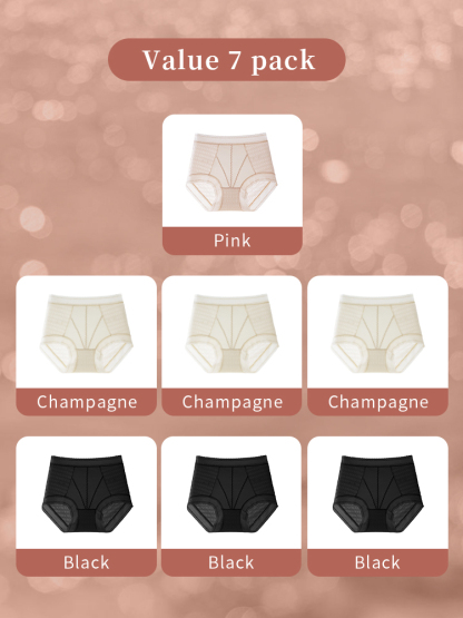 Ultra-Comfortable Anti-Wedgie: High-Waisted Breathable Lace Panties, 7A Silk Crotch VEIMIA