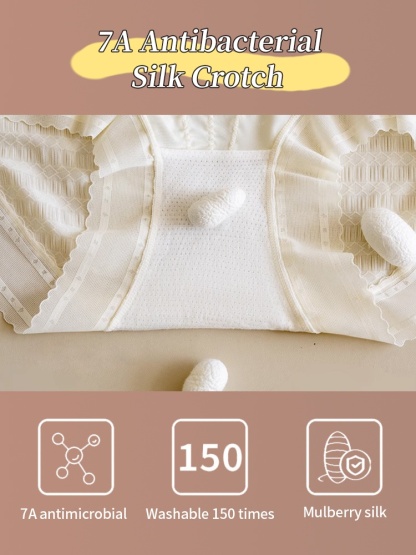 Breathable High-Waisted Panties: 7A Silk Crotch, Lace Width Buttock Design for Sensitive Skin VEIMIA