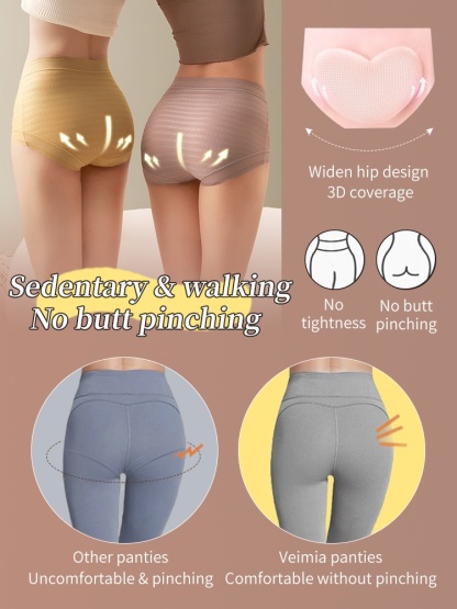 7A Antimicrobial Silk Crotch Panties: High-Waisted Breathable Lace, Anti-Wedgie in Humidity VEIMIA