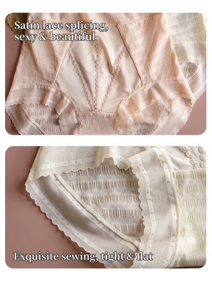 ​Ultra-Comfortable Width Buttock: High-Waisted Breathable Lace Panties with 7A Silk Crotch VEIMIA​
