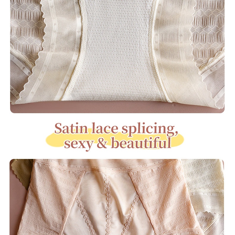 Comfortable Breathable Panties: High-Waisted Lace with 7A Silk Crotch, No Stuffy Feeling All Day VEIMIA​