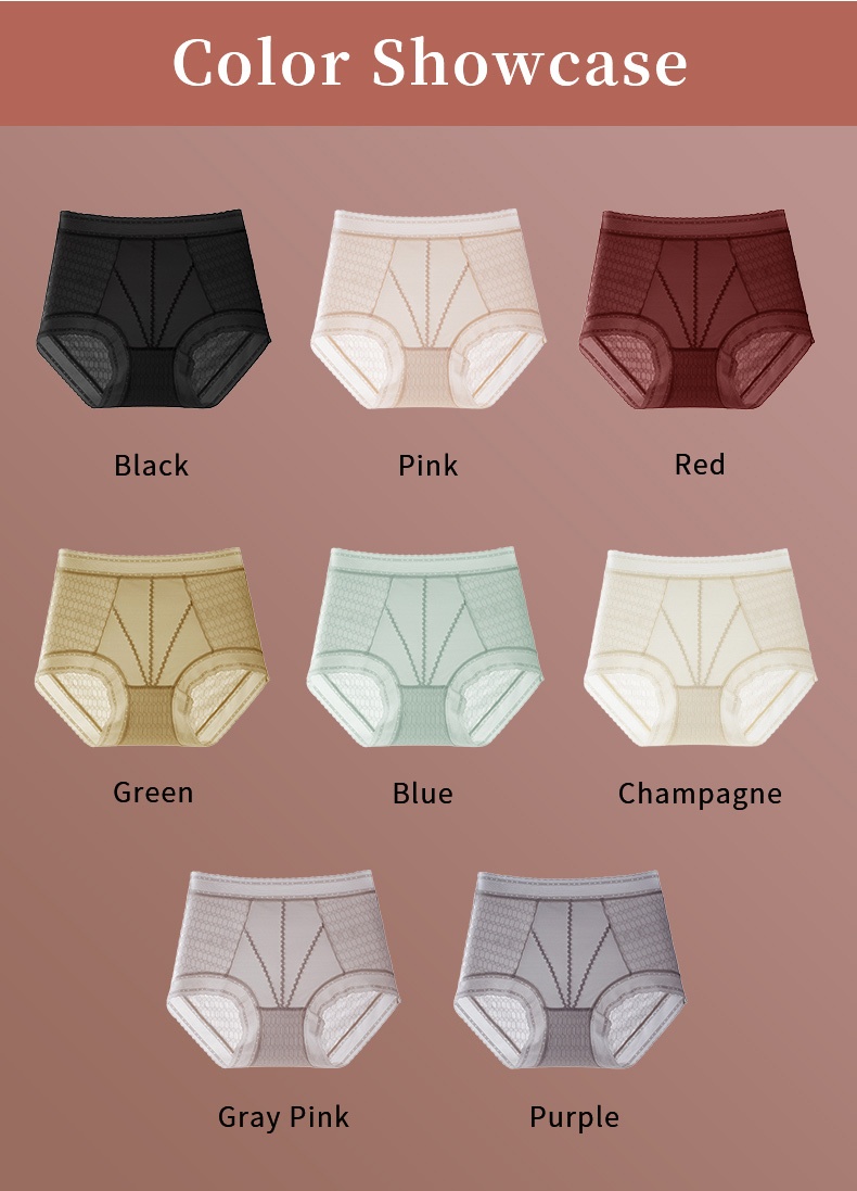 High-Waisted Anti-Wedgie Panties with 7A Silk Crotch, Super Breathable Lace Design for Office Wear VEIMIA
