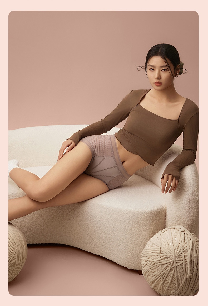 Anti-Wedgie & Cooling Lace Panties, 7A Mulberry Silk Crotch, High-Waisted Comfort in Humidity VEIMIA