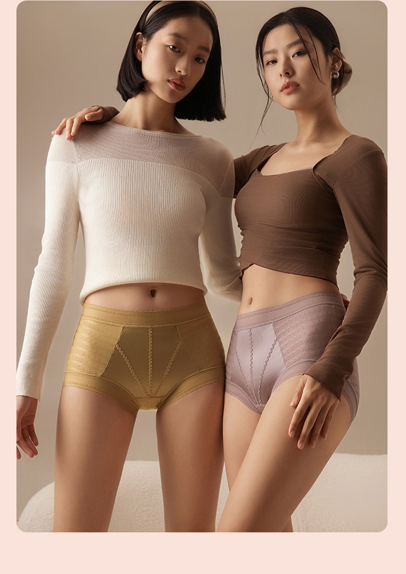 Breathable Lace Panties for Hot Summer: 7A Mulberry Silk Crotch, High-Waisted Anti-Wedgie Fit VEIMIA