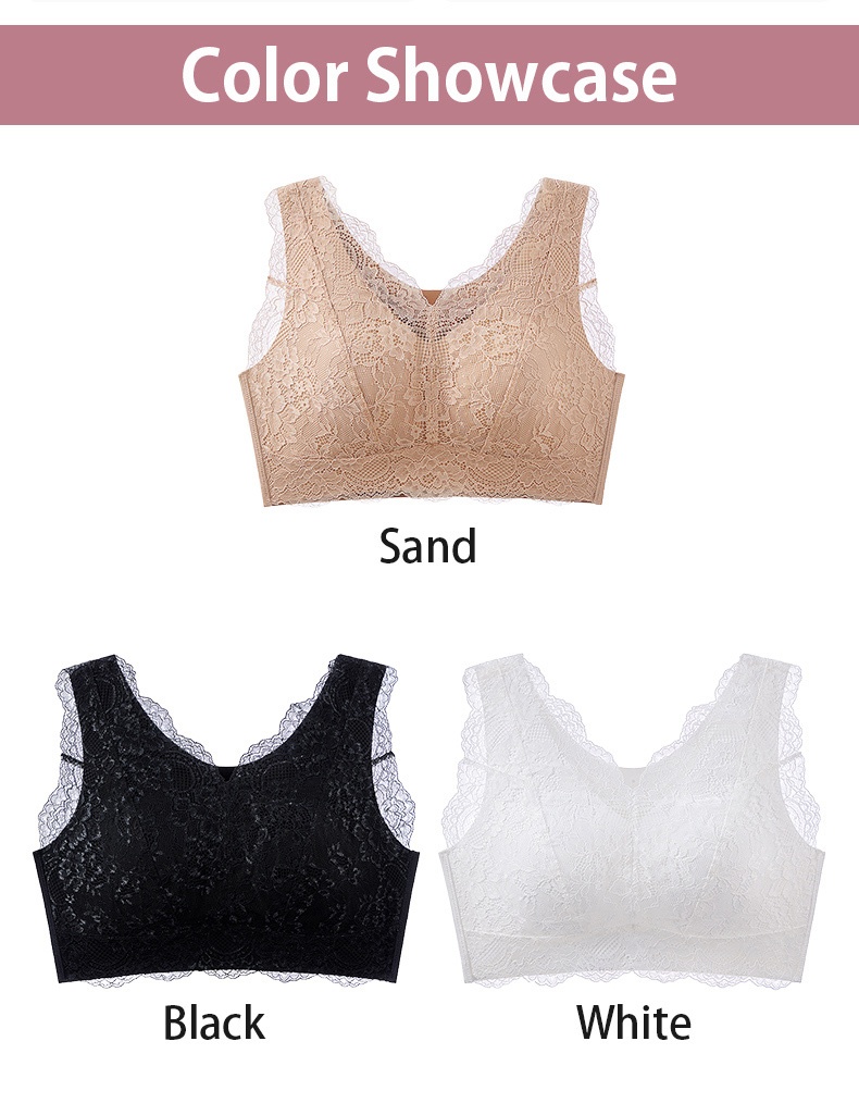Color showcase of sand black and white lace bras VEIMIA