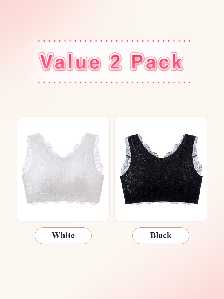Value 2 pack lace bras in white and black VEIMIA