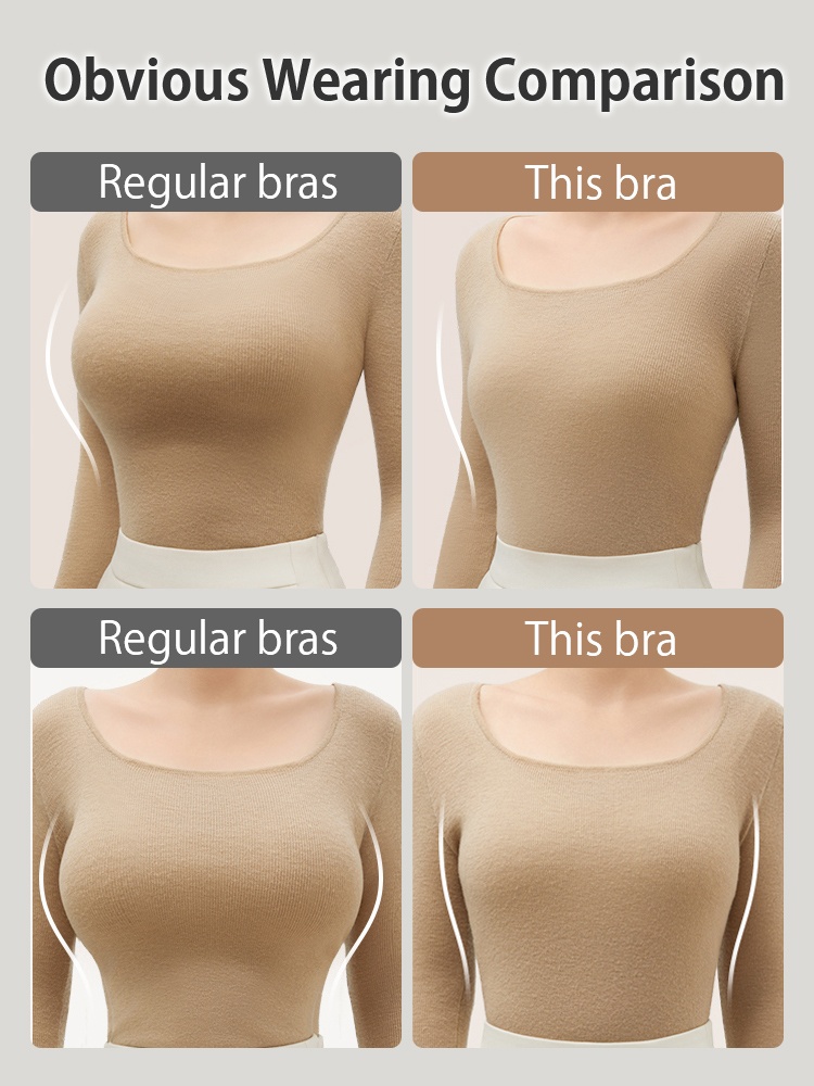 Wearing comparison graphic showing smoother profile under fitted top VEIMIA