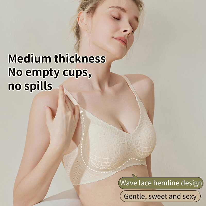 Lightweight One-piece Traceless Lace Wireless Push Up Bras Shape Breast VEIMIA
