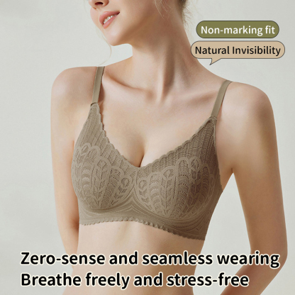 Lightweight One piece Traceless Lace Wireless Push Up Bra Gather And Shape Breast VEIMIA