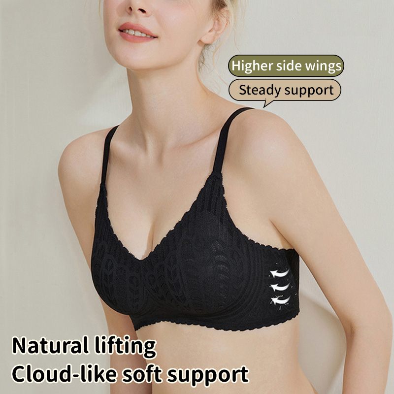 Lightweight One-piece Traceless Lace Wireless Push Up Bras Gather And Shape Breast VEIMIA