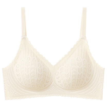 Beige Lightweight One-piece Seamless Lace Wireless Push Up Bra Gather And Shape Breast VEIMIA