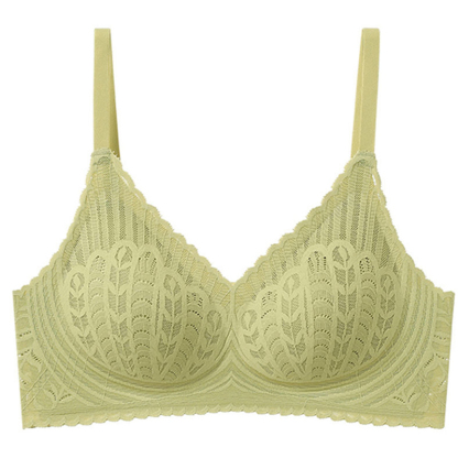 Green Lightweight One-piece Seamless Lace Wireless Push Up Bra Gather And Shape Breast VEIMIA