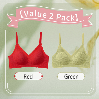 Lightweight One-piece Seamless Lace Wireless Push Up Bras Gather And Shape Breast 2 Pieces Set VEIMIA