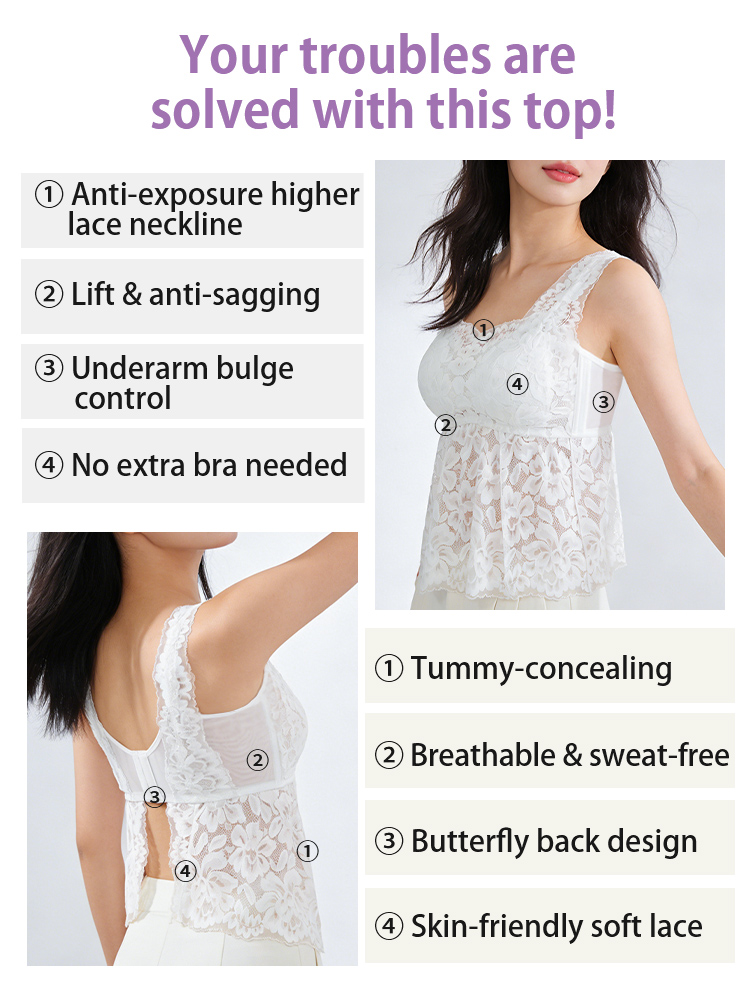 Lace Top With Tummy Coverage Flattering Fit, Airy & Cozy Bralette For Daily Wear VEIMIA