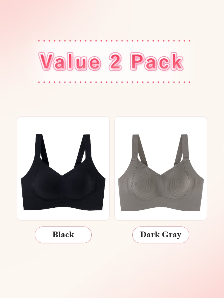 Value 2 pack supportive bras in black and dark gray front views VEIMIA