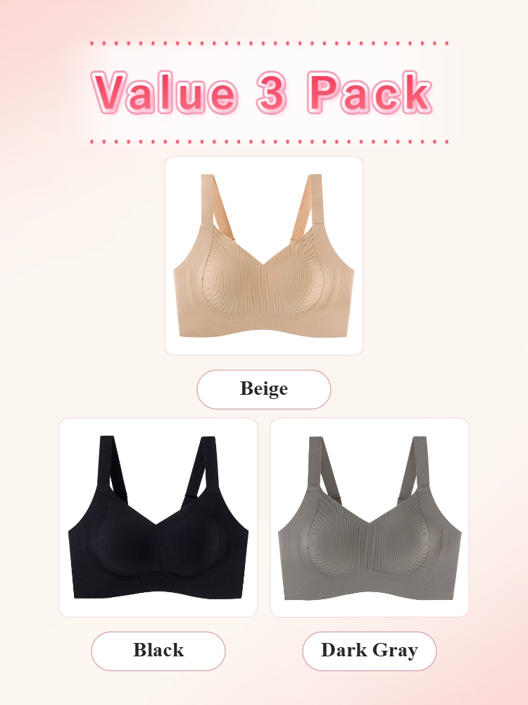 Value 3 pack supportive bras in beige black and dark gray VEIMIA