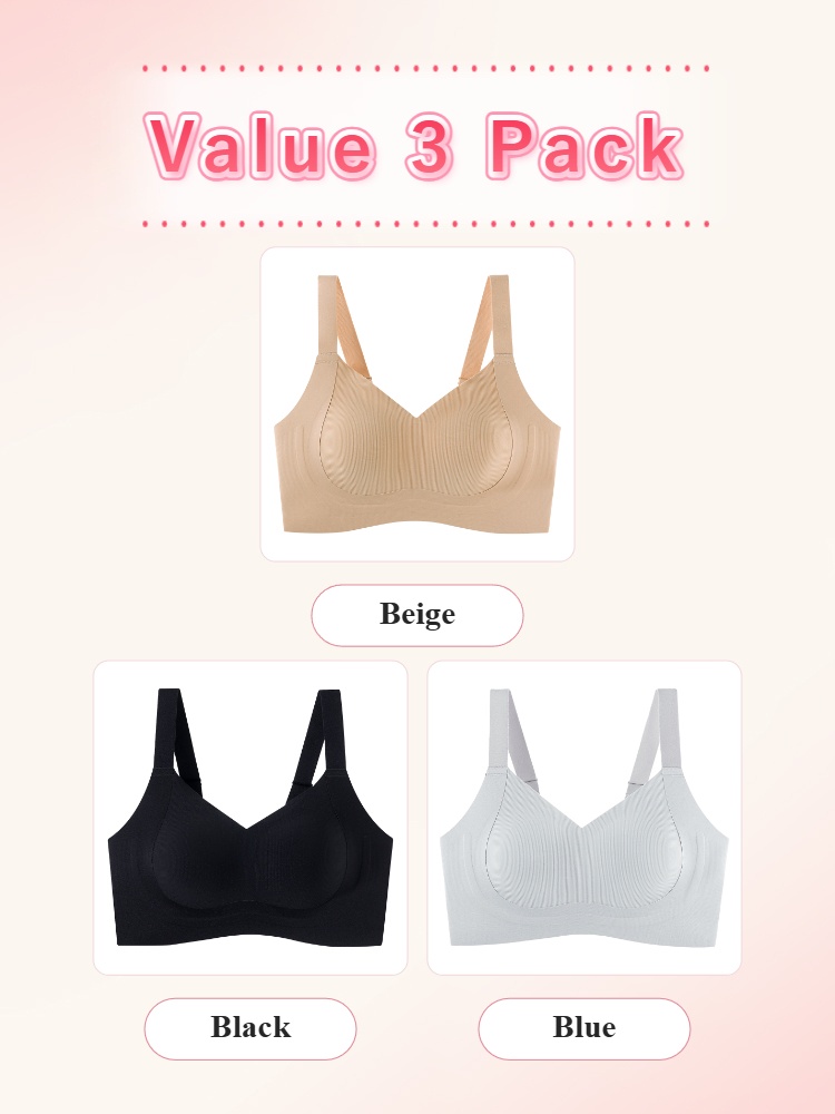 Value 3 pack supportive bras in beige black and light blue VEIMIA
