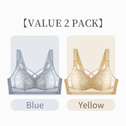 Lace Minimizer Bra - Cross Double Line Lifting For Visually Slim& Breathable Honeycomb Cotton Cup Plus Size Bra VEIMIA