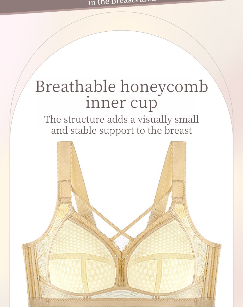 Minimizer Bra Cross Double-Line Lifting Breathable Honeycomb Cotton Cup All Day Long VEIMIA