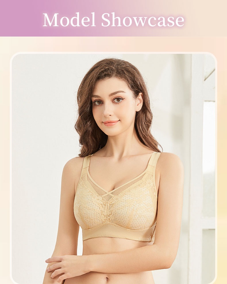 Cross Double-Line Lifting Minimizer Bra Visually Slim with Breathable Honeycomb Cotton Cup VEIMIA