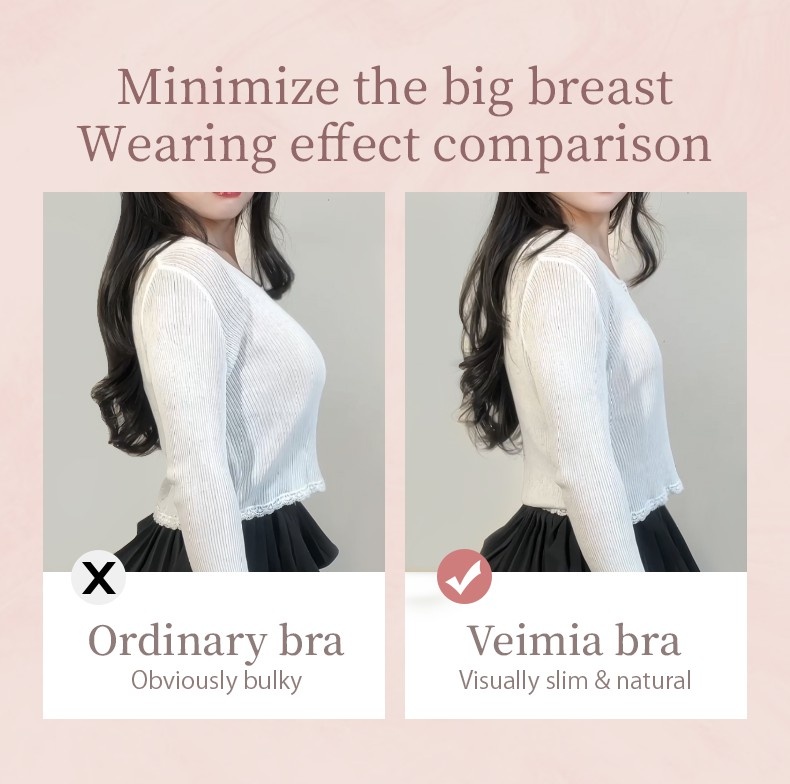 Visually Slim Plus Size Bra Flower Lace Design & Cross Double-Line Lifting Technology VEIMIA