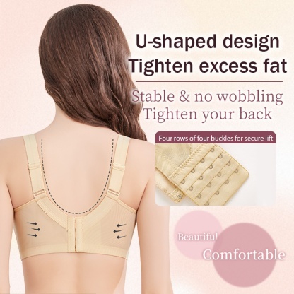 Honeycomb Cotton Cup Fully Breathable & Cross Double-Line Lifting Bra VEIMIA