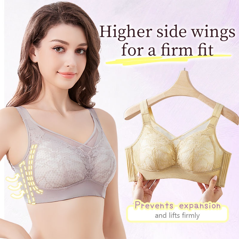Cross Double-Line Lifting Bra Visually Slim Plus Size Breathable Honeycomb Cup VEIMIA