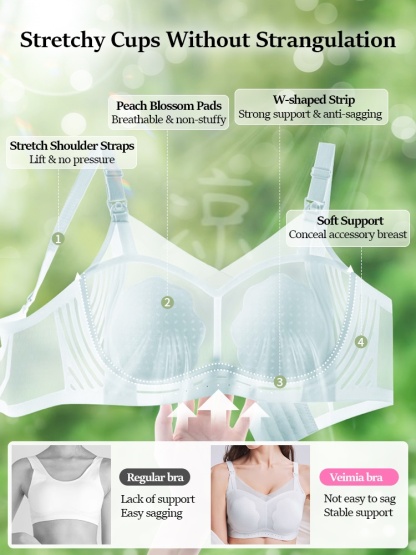 Lightweight Cooling Nursing Bra With Breathable Mesh & Petal Pads, Soft Lift & Baby-friendly VEIMIA