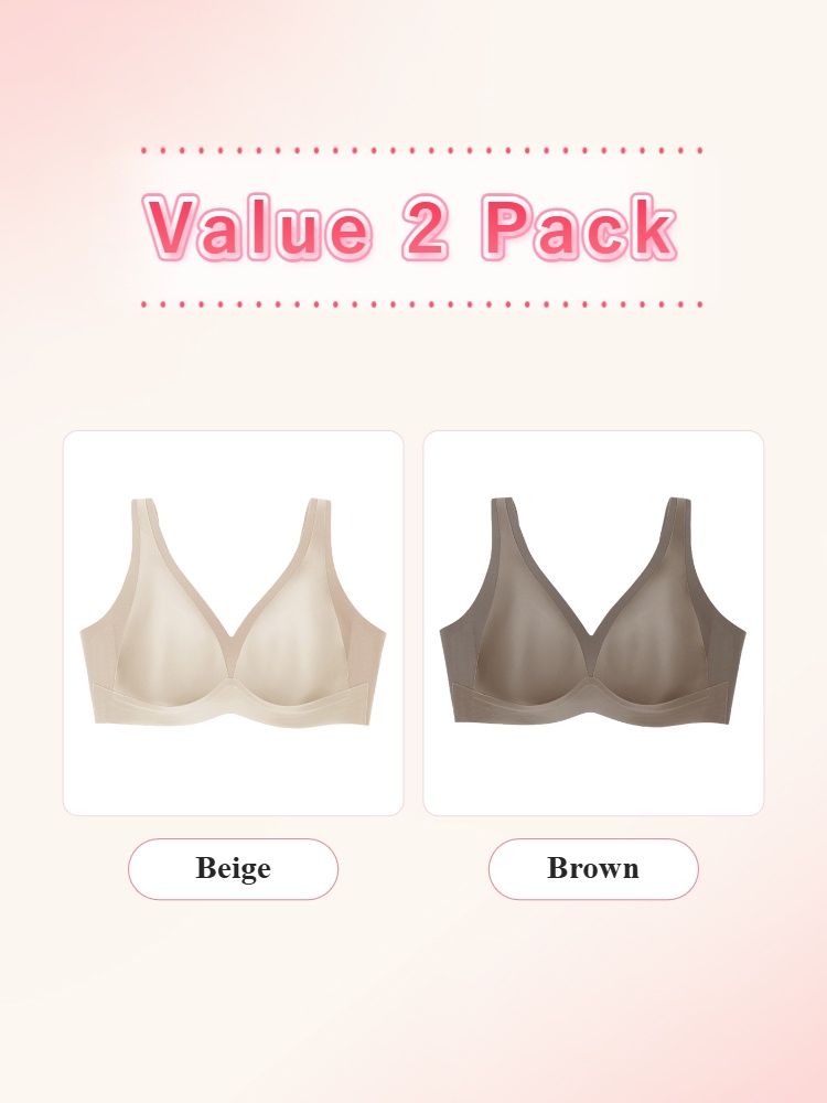 Value 2 pack wireless bras in beige and brown VEIMIA