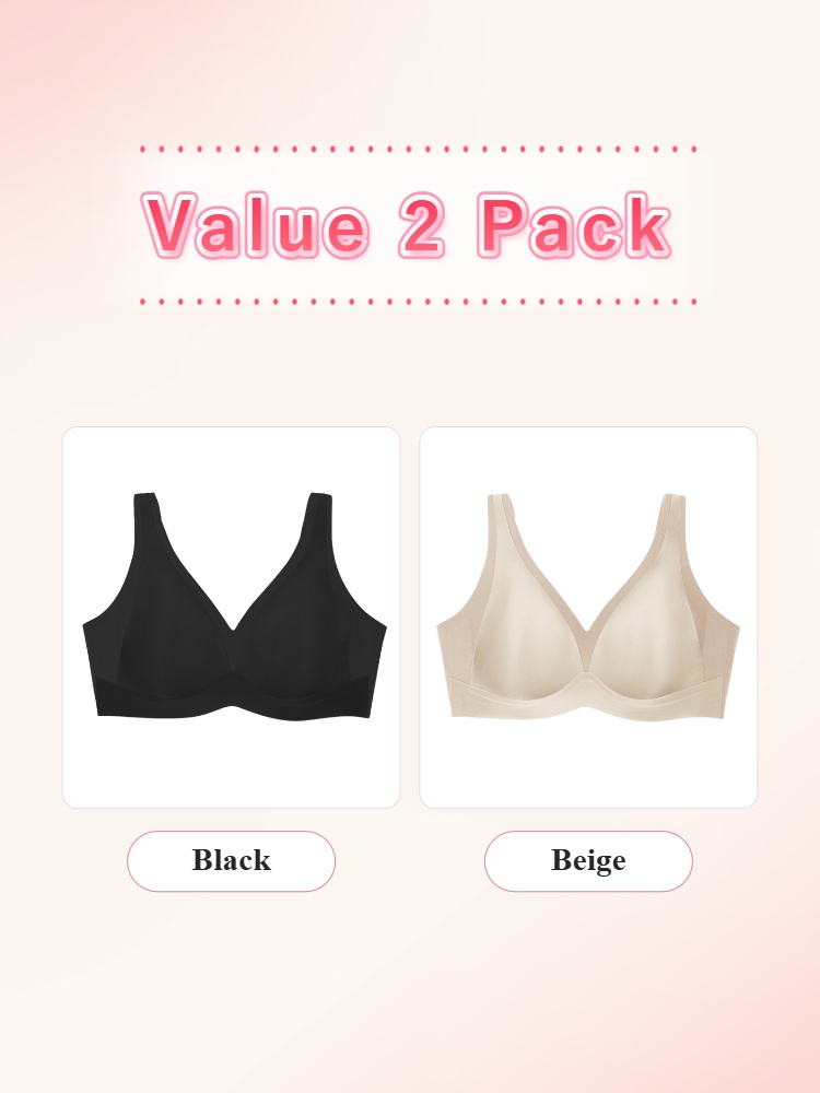 Value 2 pack wireless bras in black and beige VEIMIA