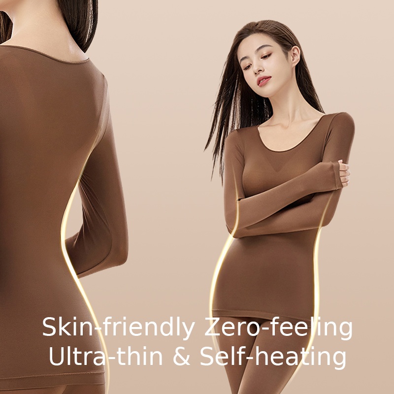 Ultra Thin Long Sleeve Shirt Thermal Underwear Set Hyaluronic Acid Moisturizing Long Johns Set VEIMIA