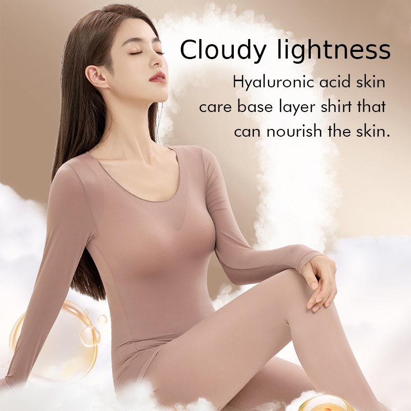 Thin Long Sleeve Shirt Thermal Underwear Set Hyaluronic Acid Moisturizing Long Johns VEIMIA