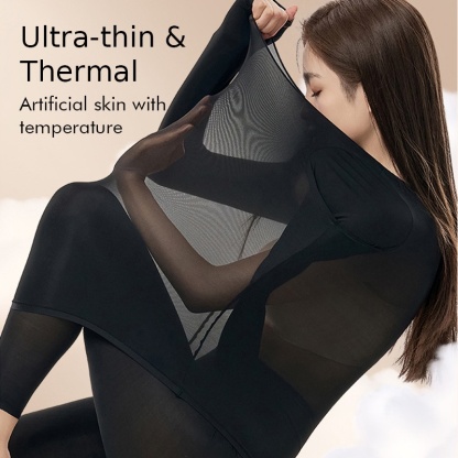 Ultra Thin Long Sleeve Shirt Thermal Underwear Set Hyaluronic Acid Moisturizing VEIMIA